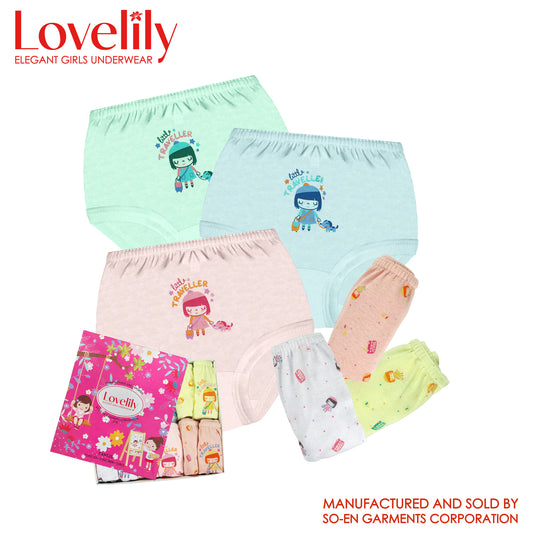Lovelily Girls 12 in 1 Traveling Girl Cotton Rich Inside Panty